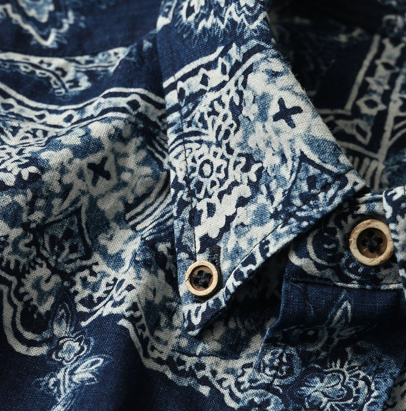 Indigo Indian Khadi Bandana Paisley Sarasa Print 908 Loafer Shirt Detail