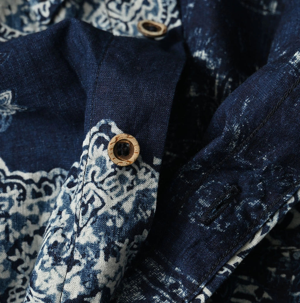 Indigo Indian Khadi Bandana Paisley Sarasa Print 908 Loafer Shirt Detail