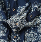 Indigo Indian Khadi Bandana Paisley Sarasa Print 908 Loafer Shirt Detail
