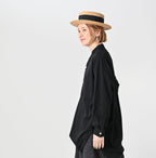 Supima Tenjiku 908 Grandpa Pull Shirt Female Model