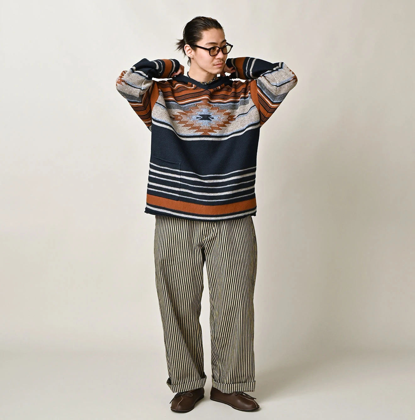 Indigo Native Gima Jacquard 908 Uma Hoodie Male Model