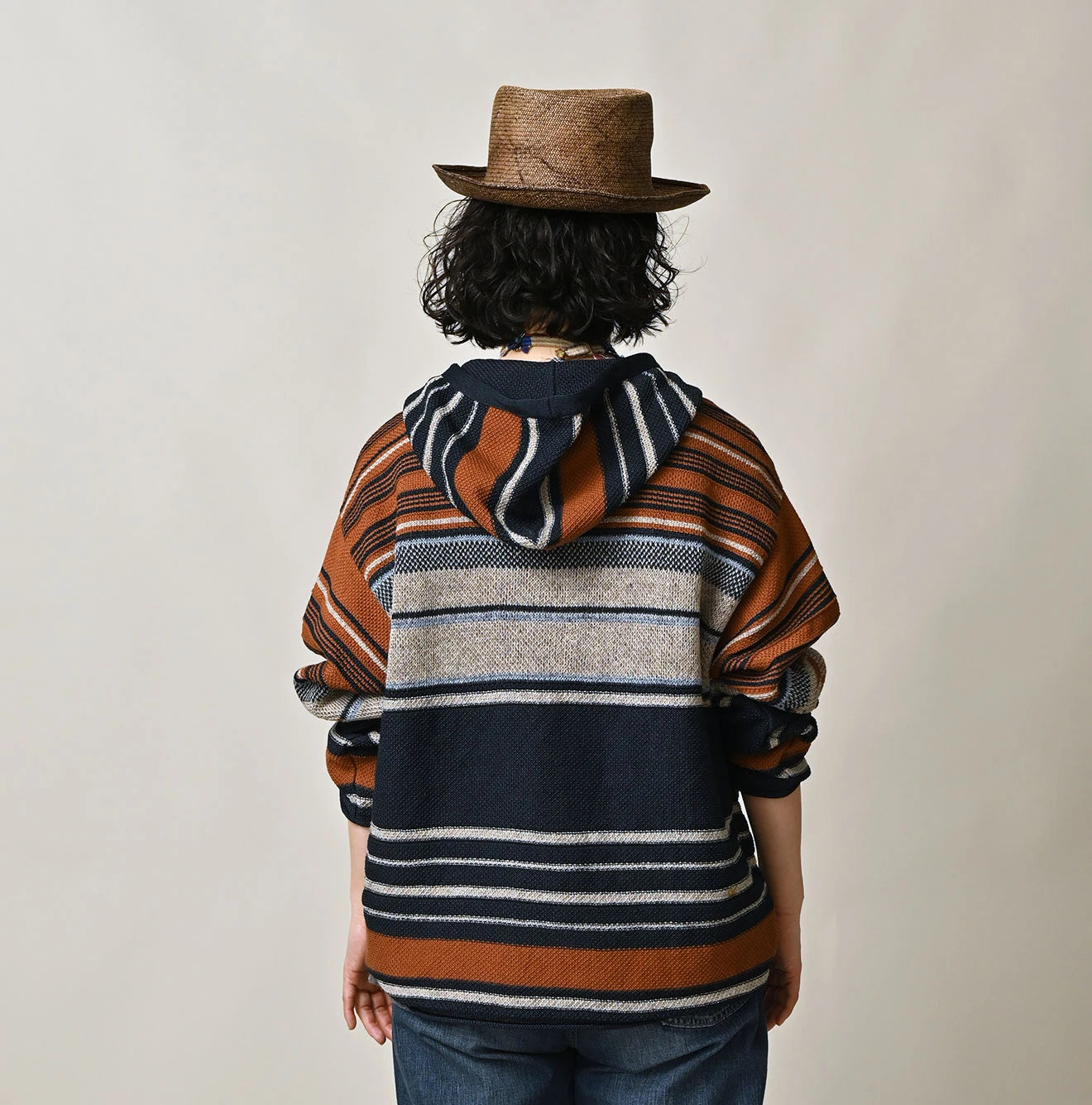 Indigo Native Gima Jacquard 908 Uma Hoodie Female Model