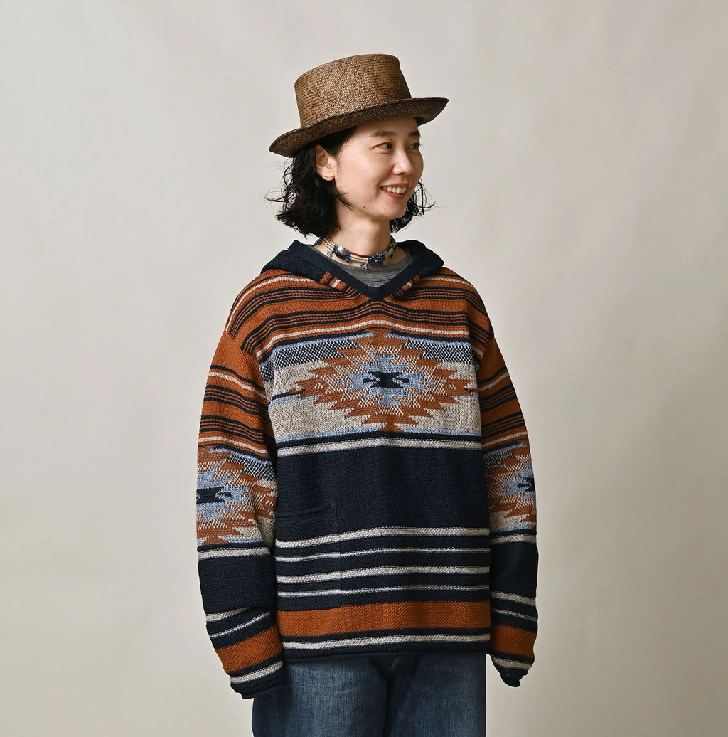 Indigo Native Gima Jacquard 908 Uma Hoodie Female Model