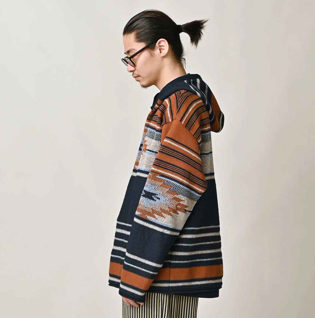 Indigo Native Gima Jacquard 908 Uma Hoodie Male Model