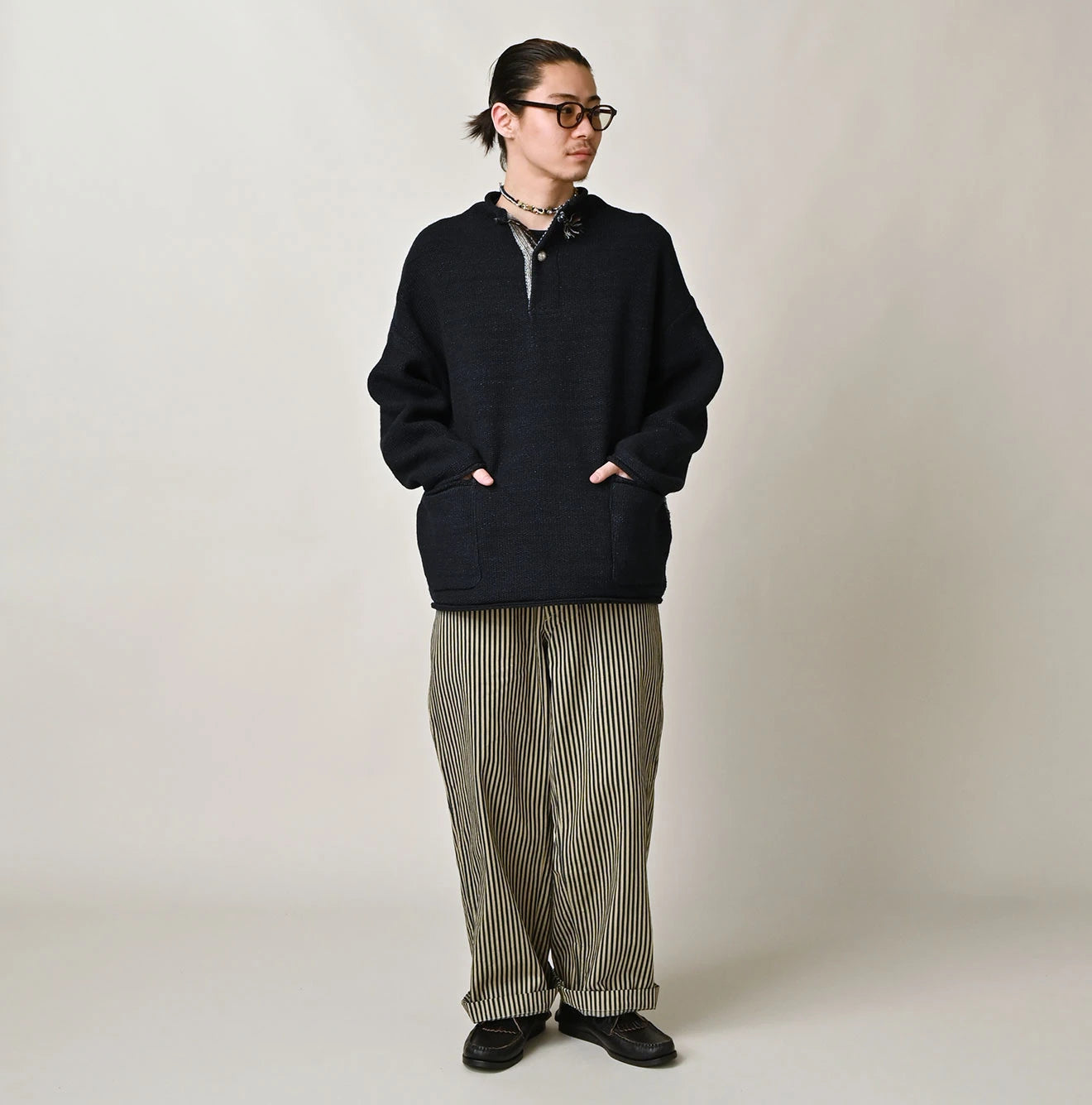Indigo Base Knitsew Uma Sweater Male Model