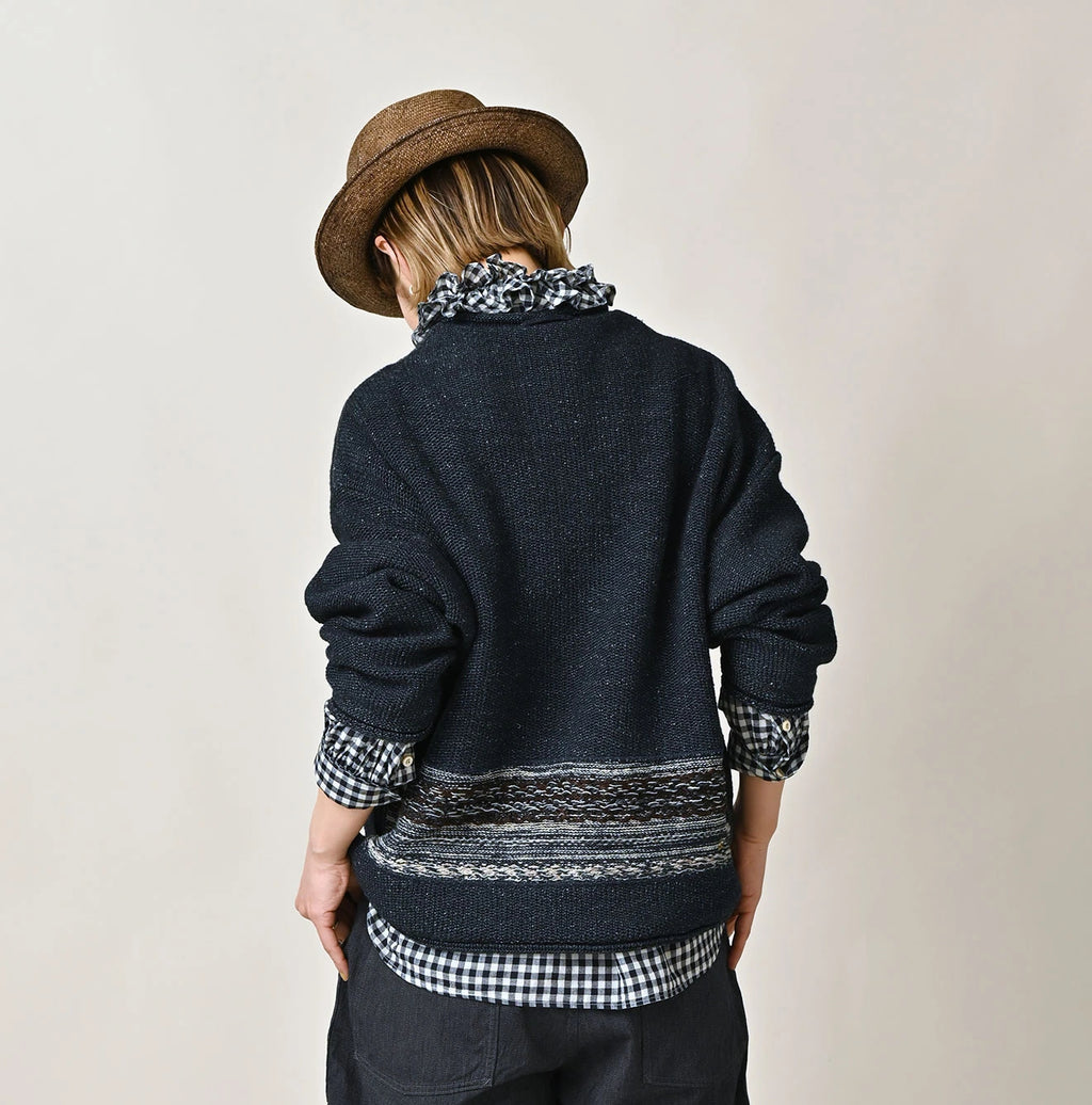 Indigo Base Knitsew Uma Sweater Female Model