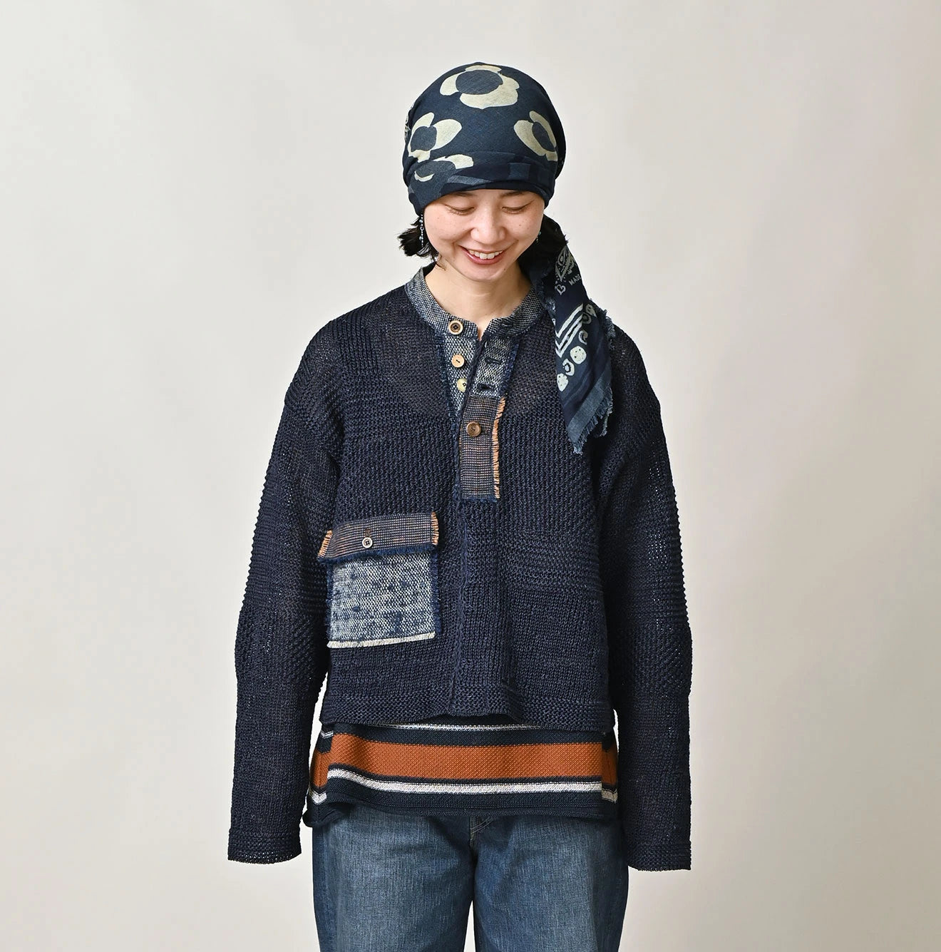 Indigo Botanical Froshiki Female Model