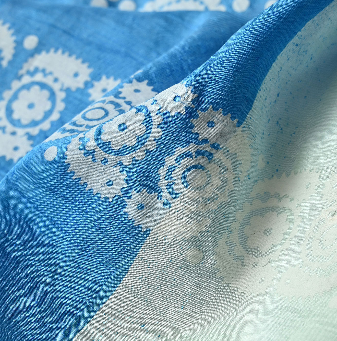 Indian Silk Handprint Furoshiki Detail