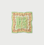 Gauze Flower Plaid Pattern Bandana Pale Green
