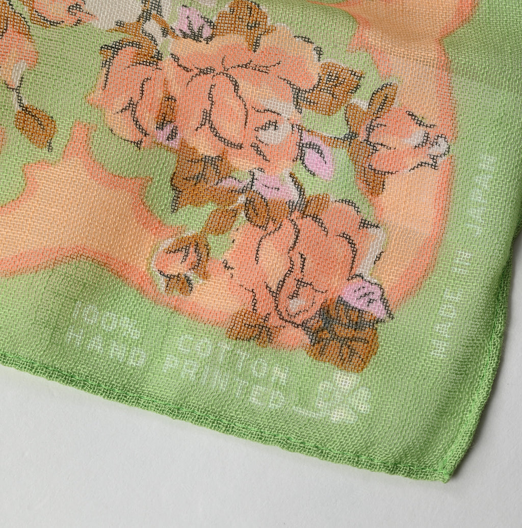 Gauze Flower Plaid Pattern Bandana Detail