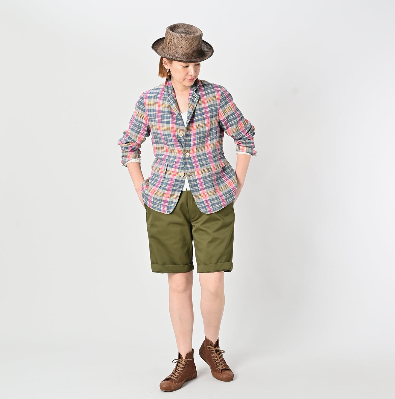 Indian Linen Madras 908 Miyuki Jacket Female Model