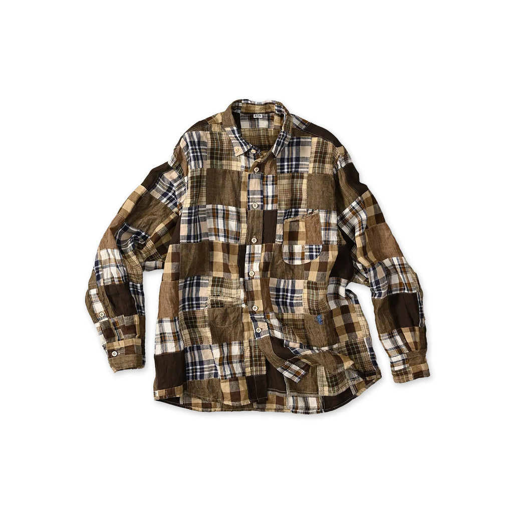 Indian Linen 908 Patchwork Ocean Shirt Brown Patchwork