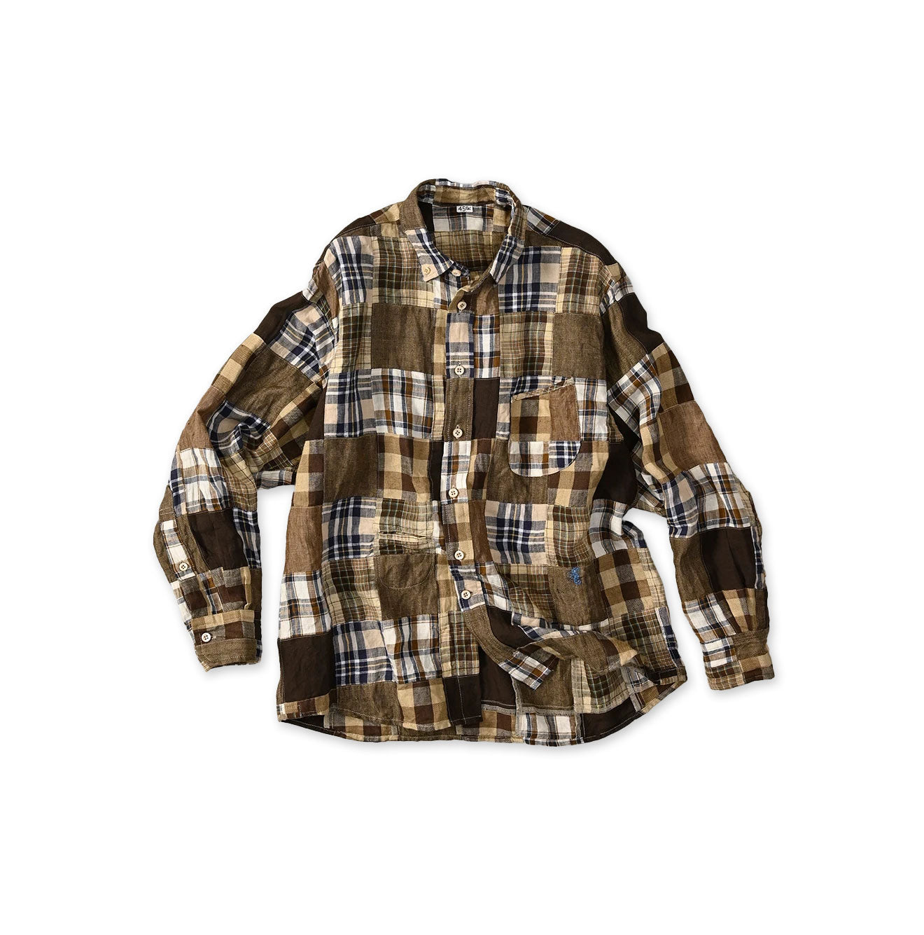 Indian Linen 908 Patchwork Ocean Shirt Brown Patchwork