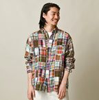 Indian Linen 908 Patchwork Ocean Shirt Male Model