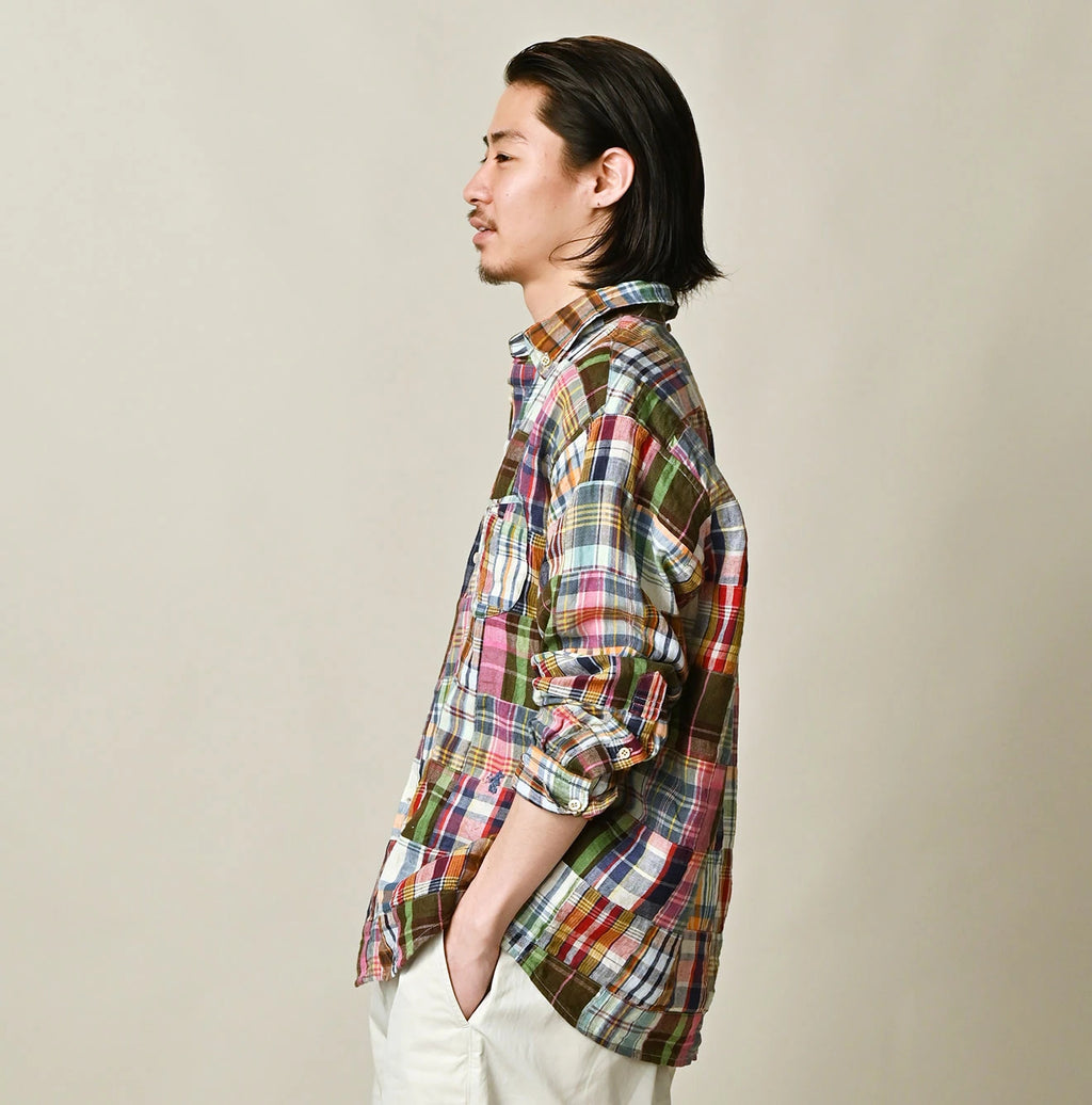 Indian Linen 908 Patchwork Ocean Shirt Male Model