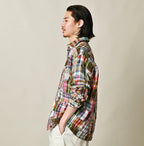 Indian Linen 908 Patchwork Ocean Shirt Male Model