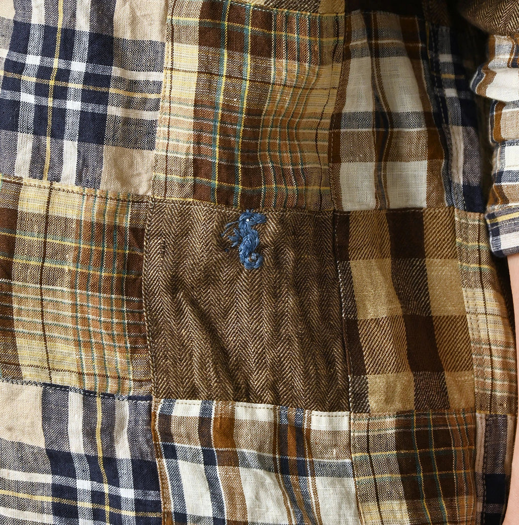 Indian Linen 908 Patchwork Ocean Shirt Detail