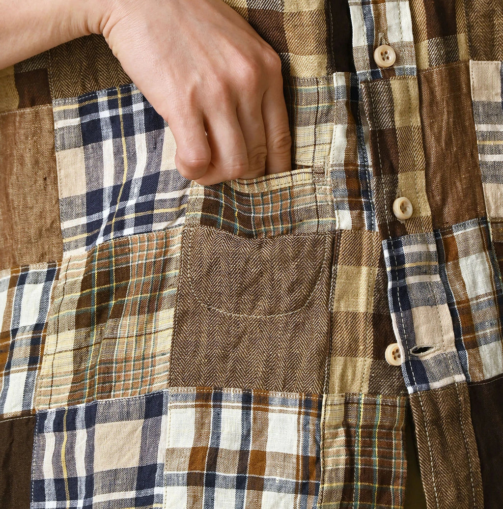 Indian Linen 908 Patchwork Ocean Shirt Detail