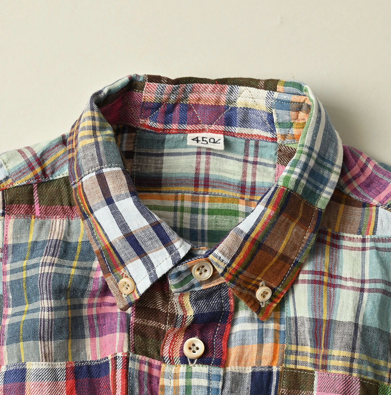 Indian Linen 908 Patchwork Ocean Shirt Detail