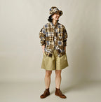 Indian Linen 908 Patchwork Ocean Shirt Female Model