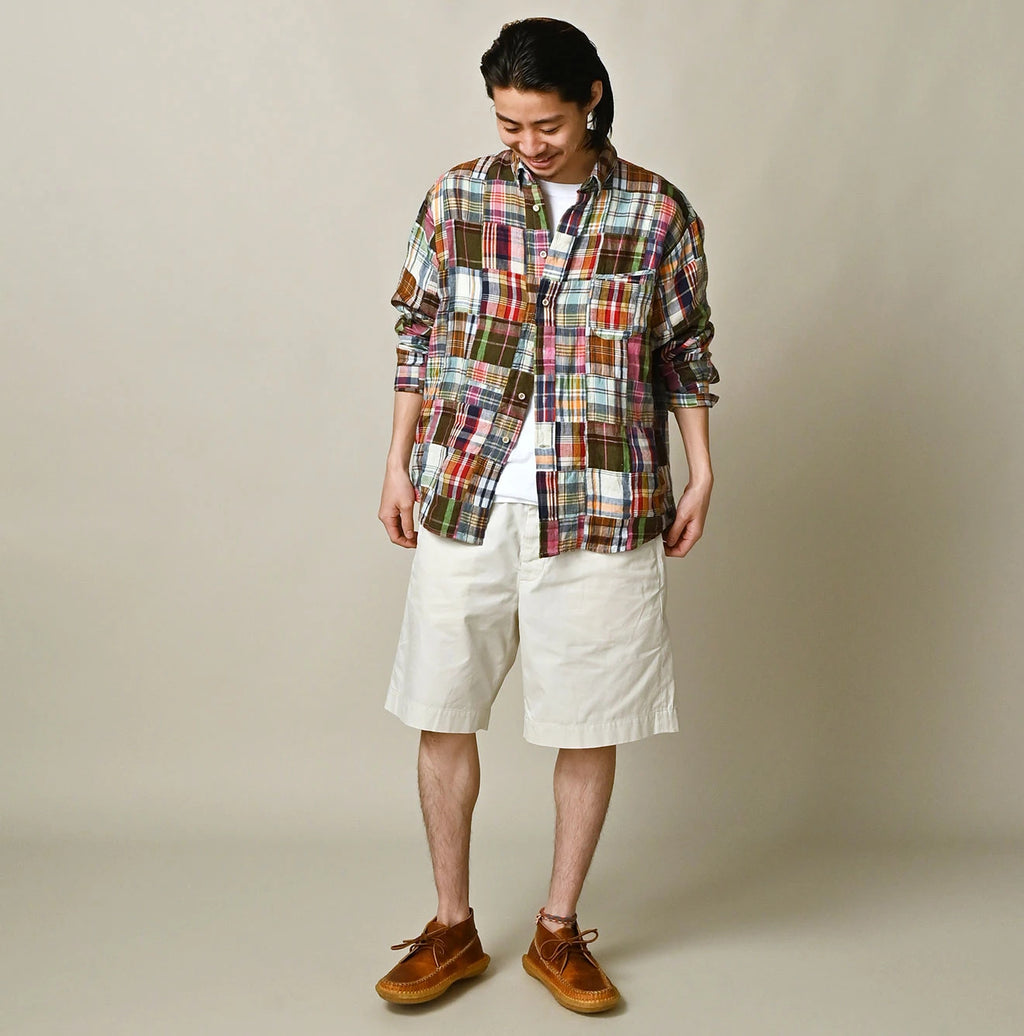 Indian Linen 908 Patchwork Ocean Shirt Male Model