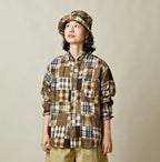 Indian Linen 908 Patchwork Ocean Shirt Female Model