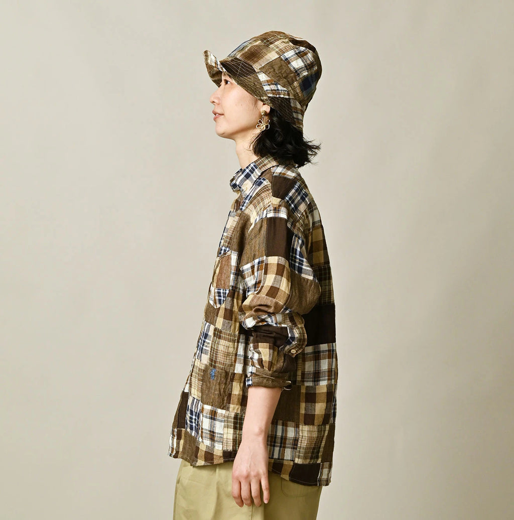 Indian Linen 908 Patchwork Ocean Shirt Female Model