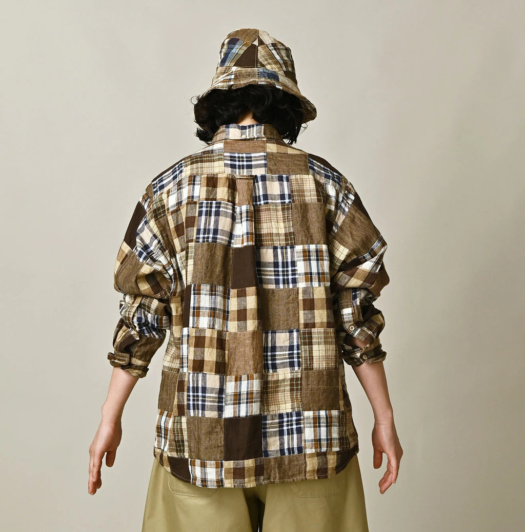 Indian Linen 908 Patchwork Ocean Shirt Female Model