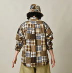 Indian Linen 908 Patchwork Ocean Shirt Female Model