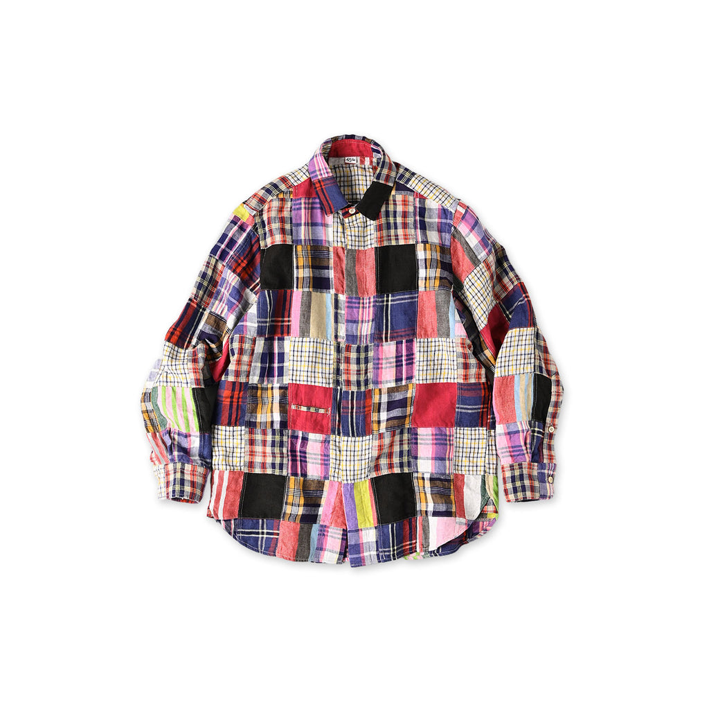 Indian Linen Patchwork 908 Loafer Hiyoku Shirt Red Patchwork