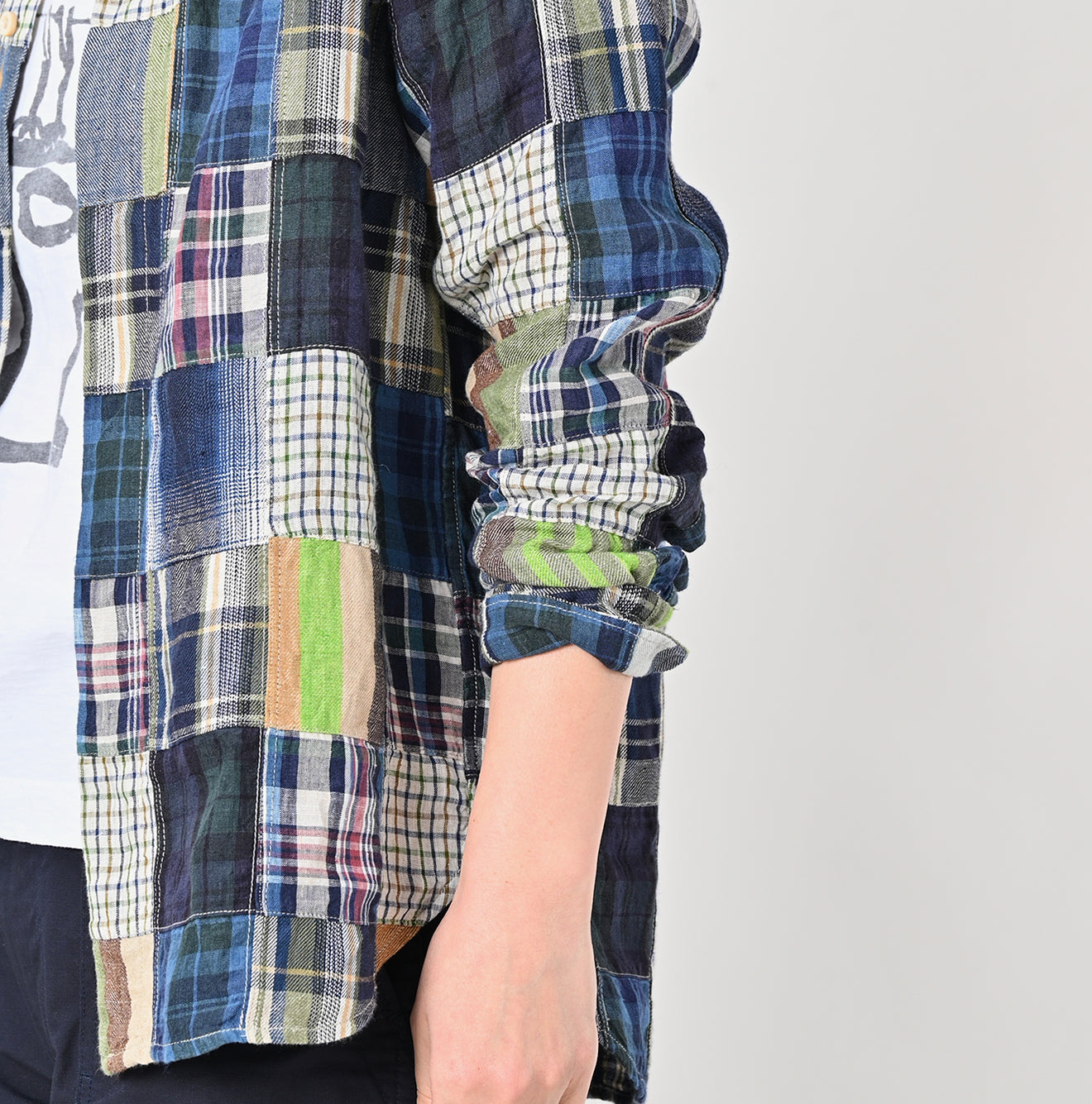 Indian Linen Patchwork 908 Loafer Hiyoku Shirt Detail