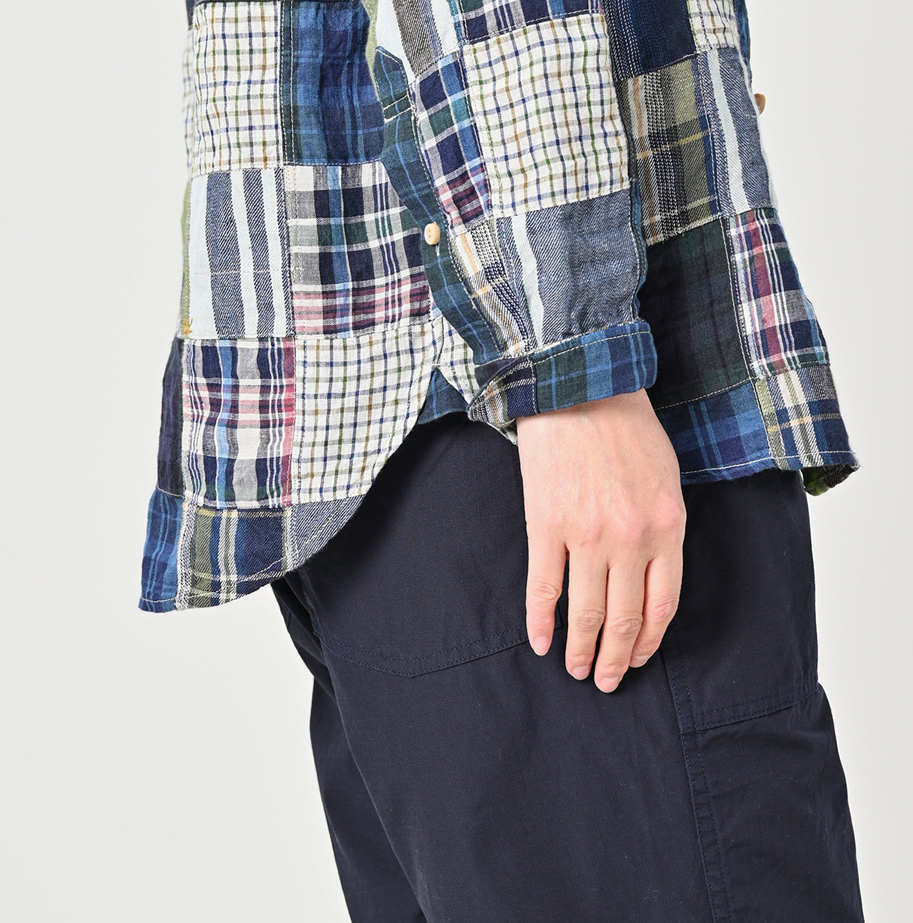 Indian Linen Patchwork 908 Loafer Hiyoku Shirt Detail