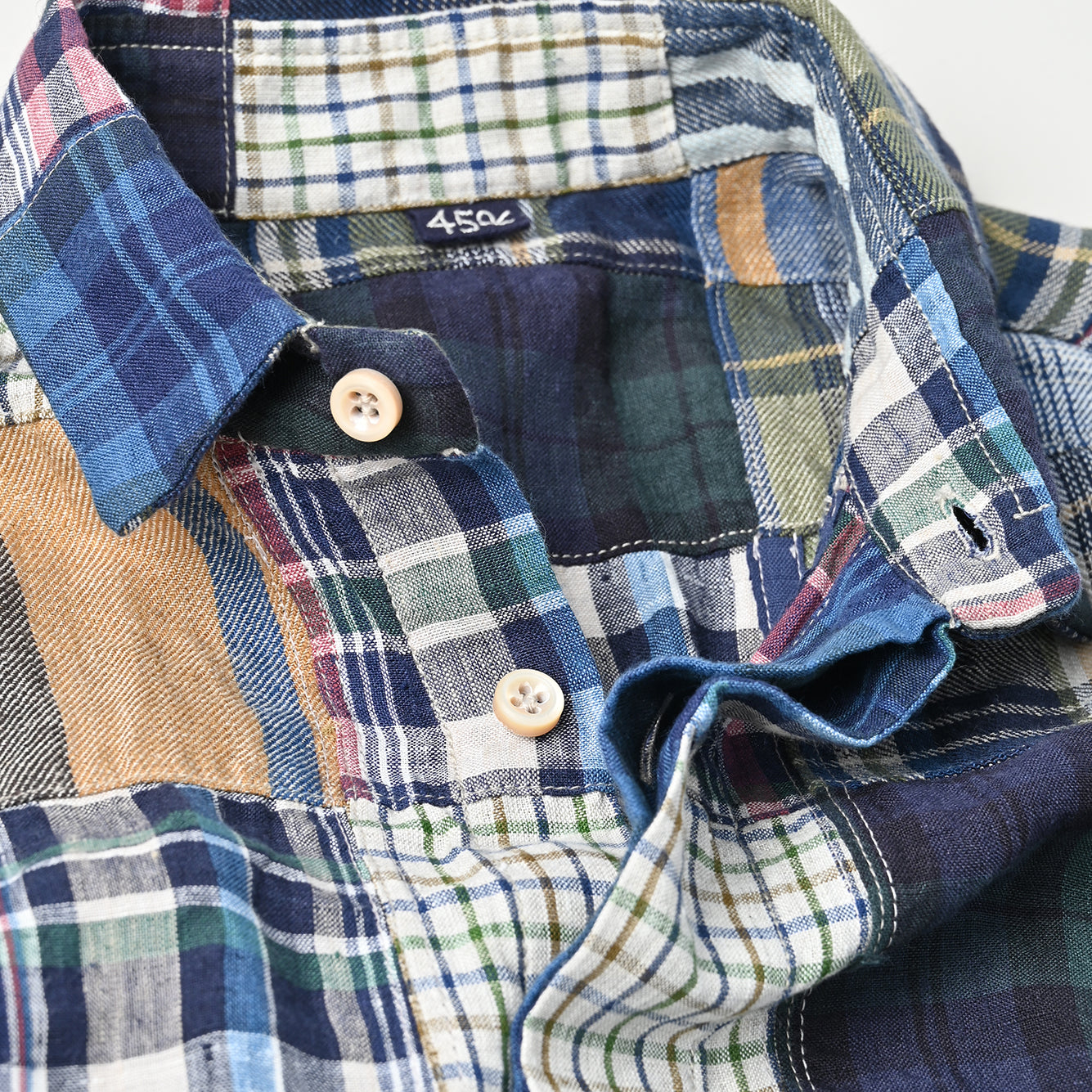Indian Linen Patchwork 908 Loafer Hiyoku Shirt Detail