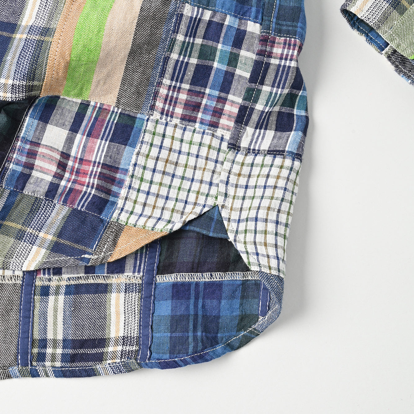 Indian Linen Patchwork 908 Loafer Hiyoku Shirt Detail