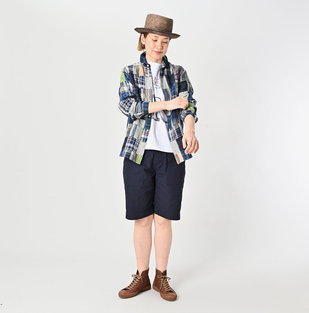 Indian Linen Patchwork 908 Loafer Hiyoku Shirt Female Model