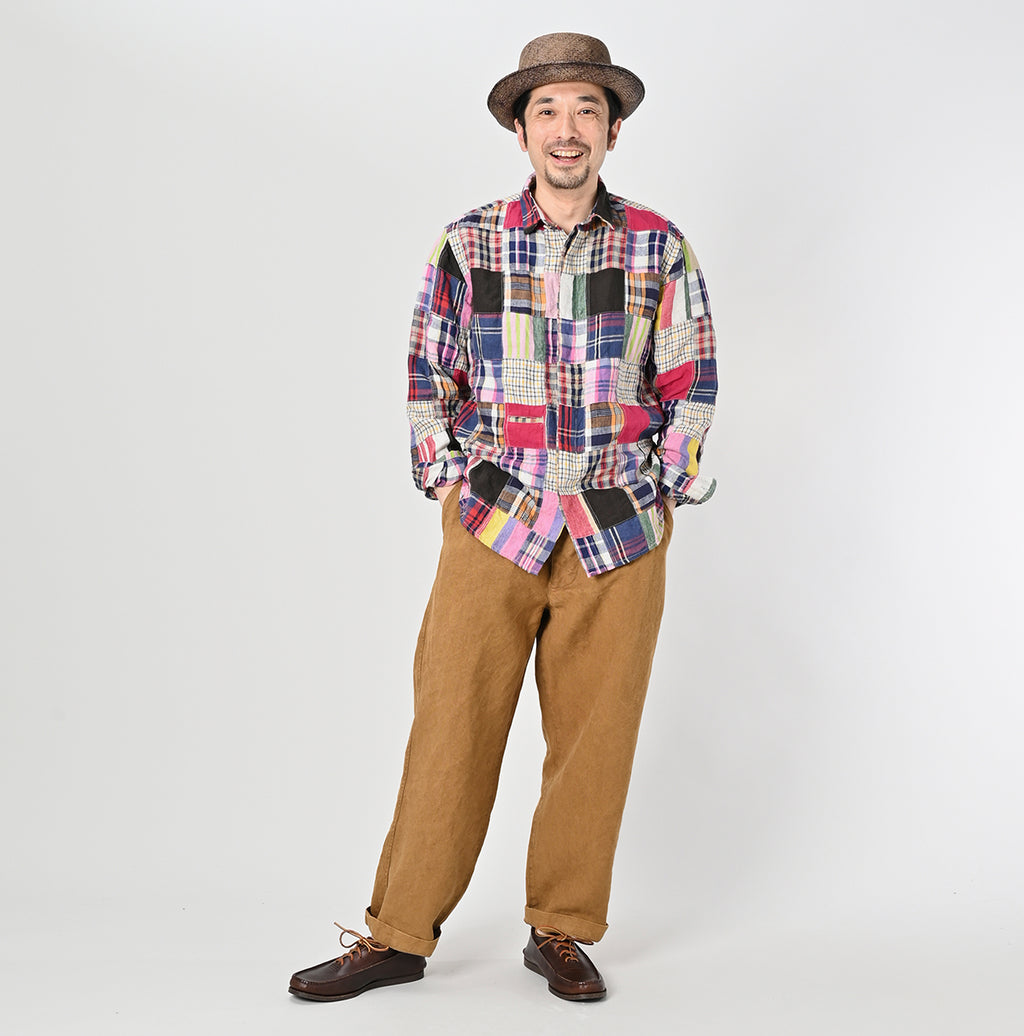 Indian Linen Patchwork 908 Loafer Hiyoku Shirt Male Model