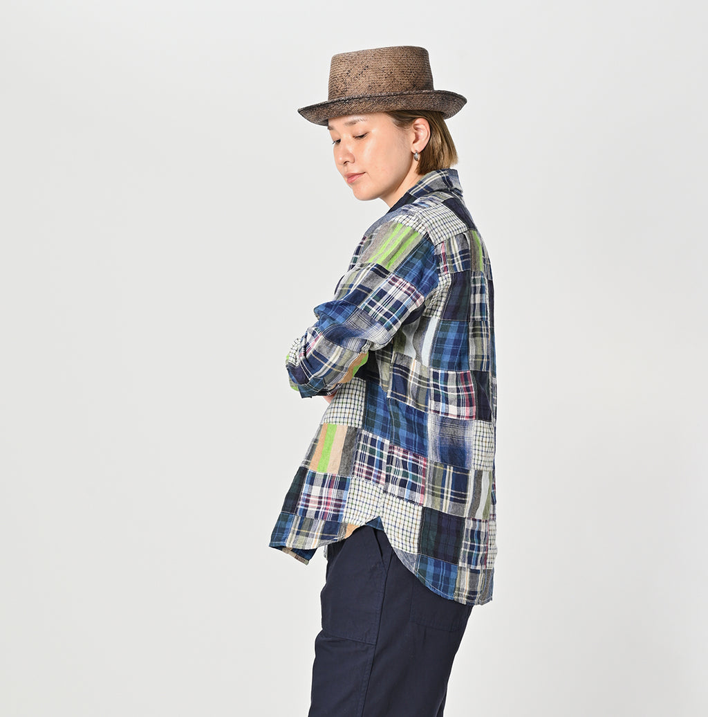 Indian Linen Patchwork 908 Loafer Hiyoku Shirt Female Model