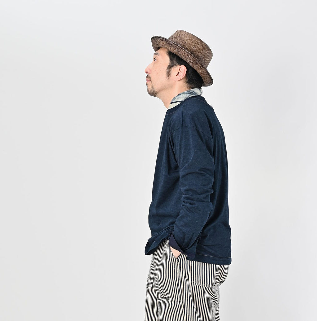 Indigo Supima Tenjiku 908 Star Long Sleeve T-shirt Male Model