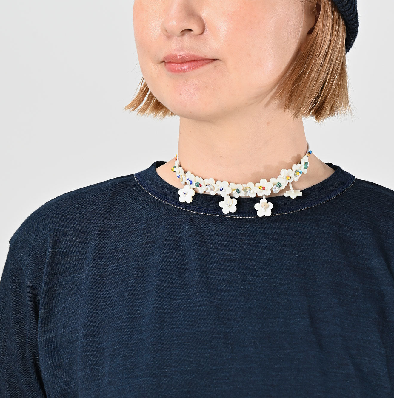 Indigo Supima Tenjiku 908 Star Long Sleeve T-shirt Detail