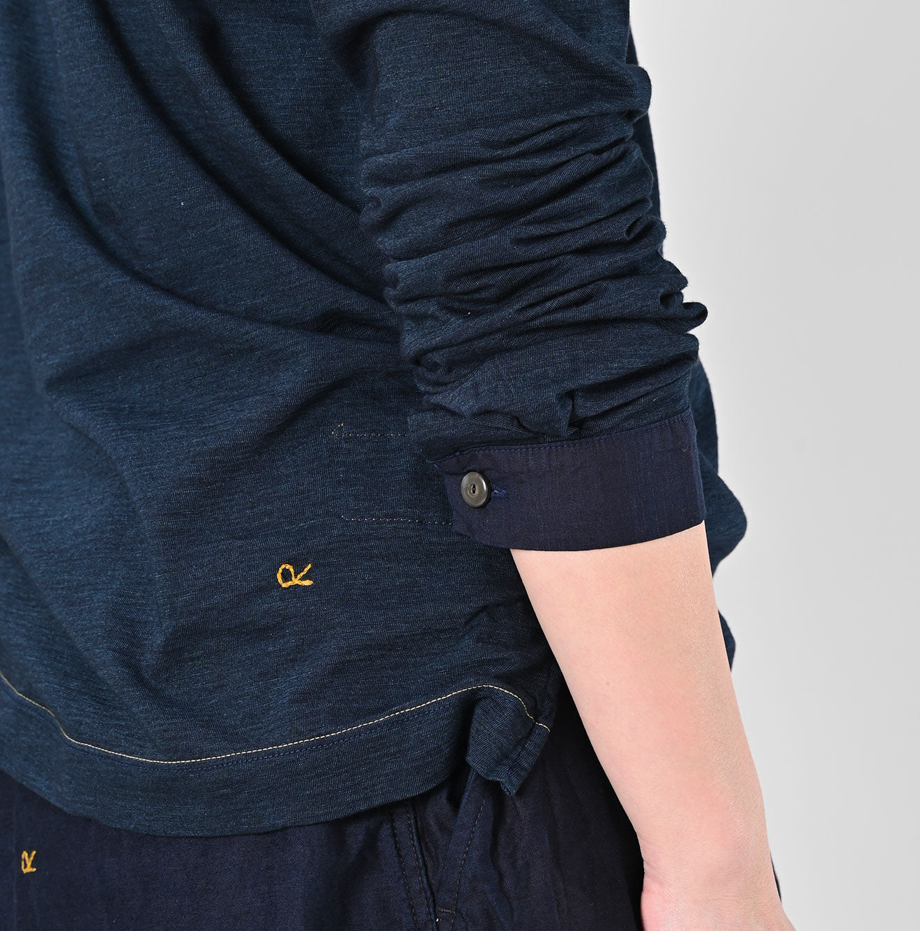 Indigo Supima Tenjiku 908 Star Long Sleeve T-shirt Detail
