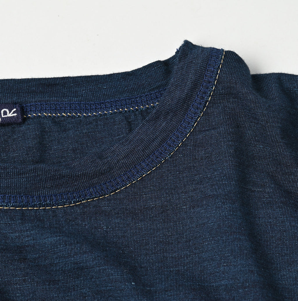 Indigo Supima Tenjiku 908 Star Long Sleeve T-shirt Detail