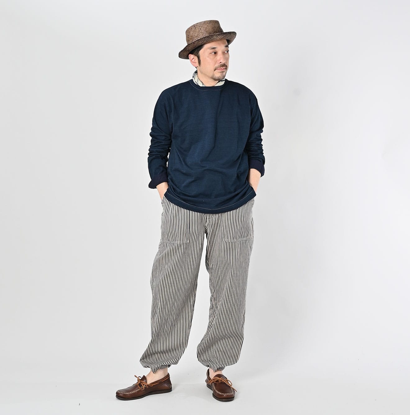 Indigo Supima Tenjiku 908 Star Long Sleeve T-shirt Male Model