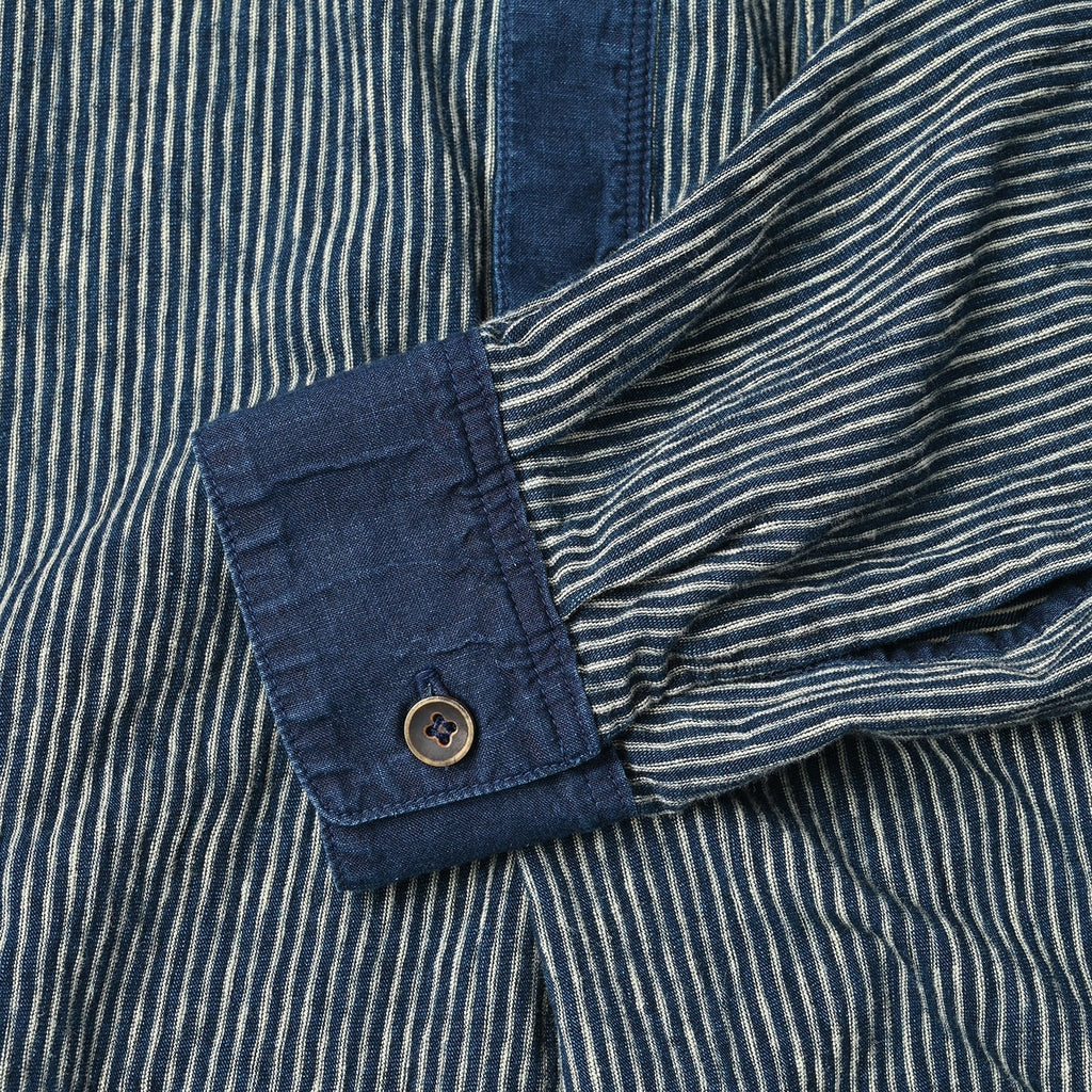 Indigo Hickory Tenjiku Grandpa Pull Shirt Detail