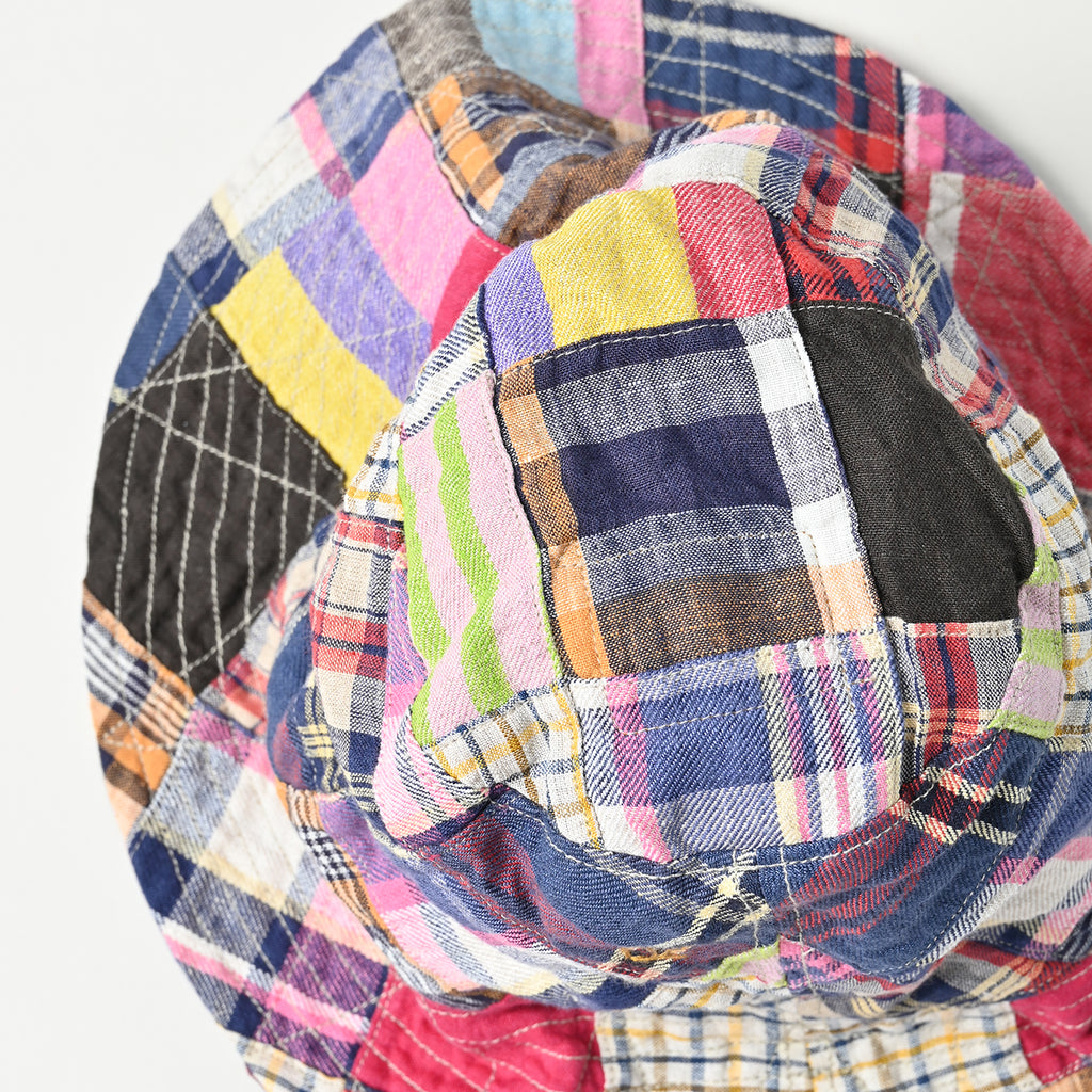 Indian Linen Madras Patchwork Hat Detail