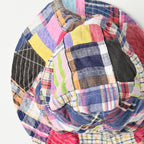 Indian Linen Madras Patchwork Hat Detail