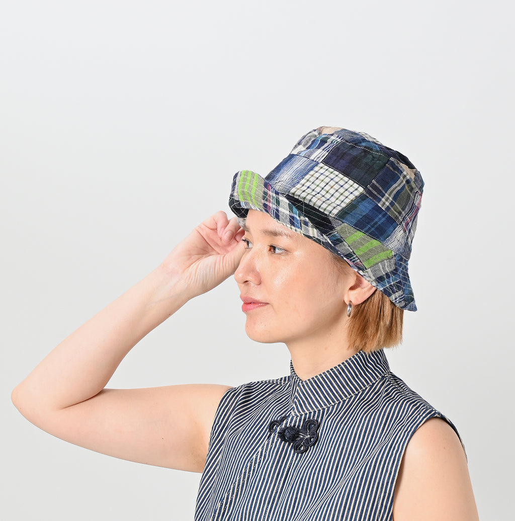 Indian Linen Madras Patchwork Hat Female Model