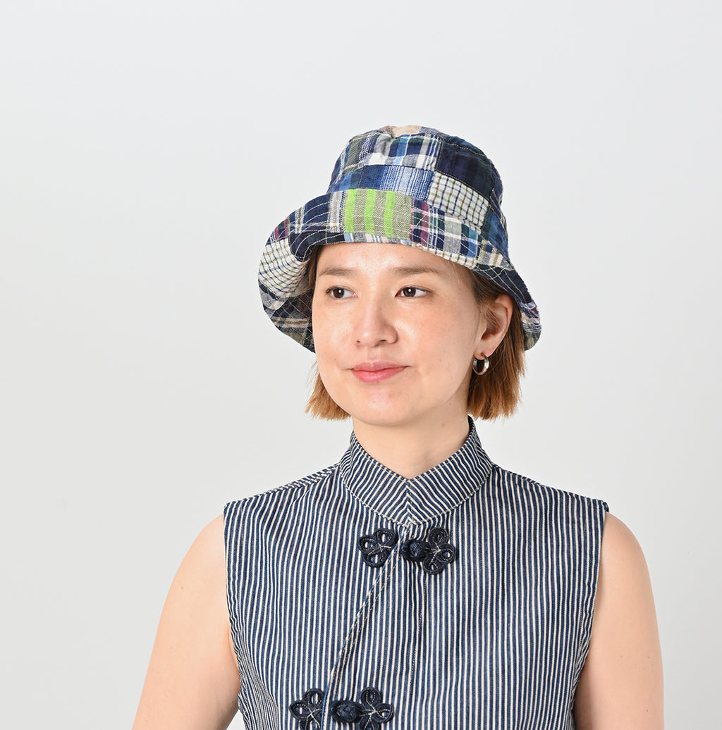 Indian Linen Madras Patchwork Hat Female Model