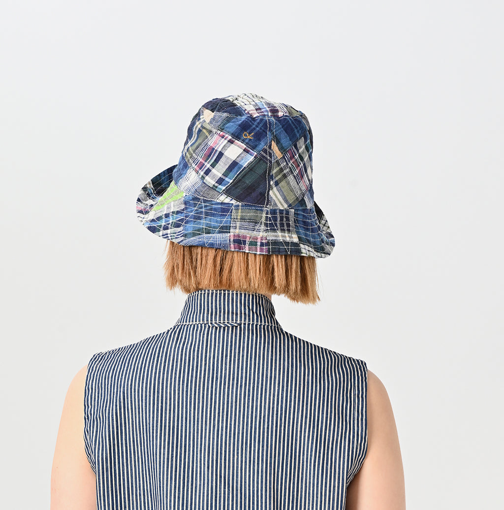 Indian Linen Madras Patchwork Hat Female Model