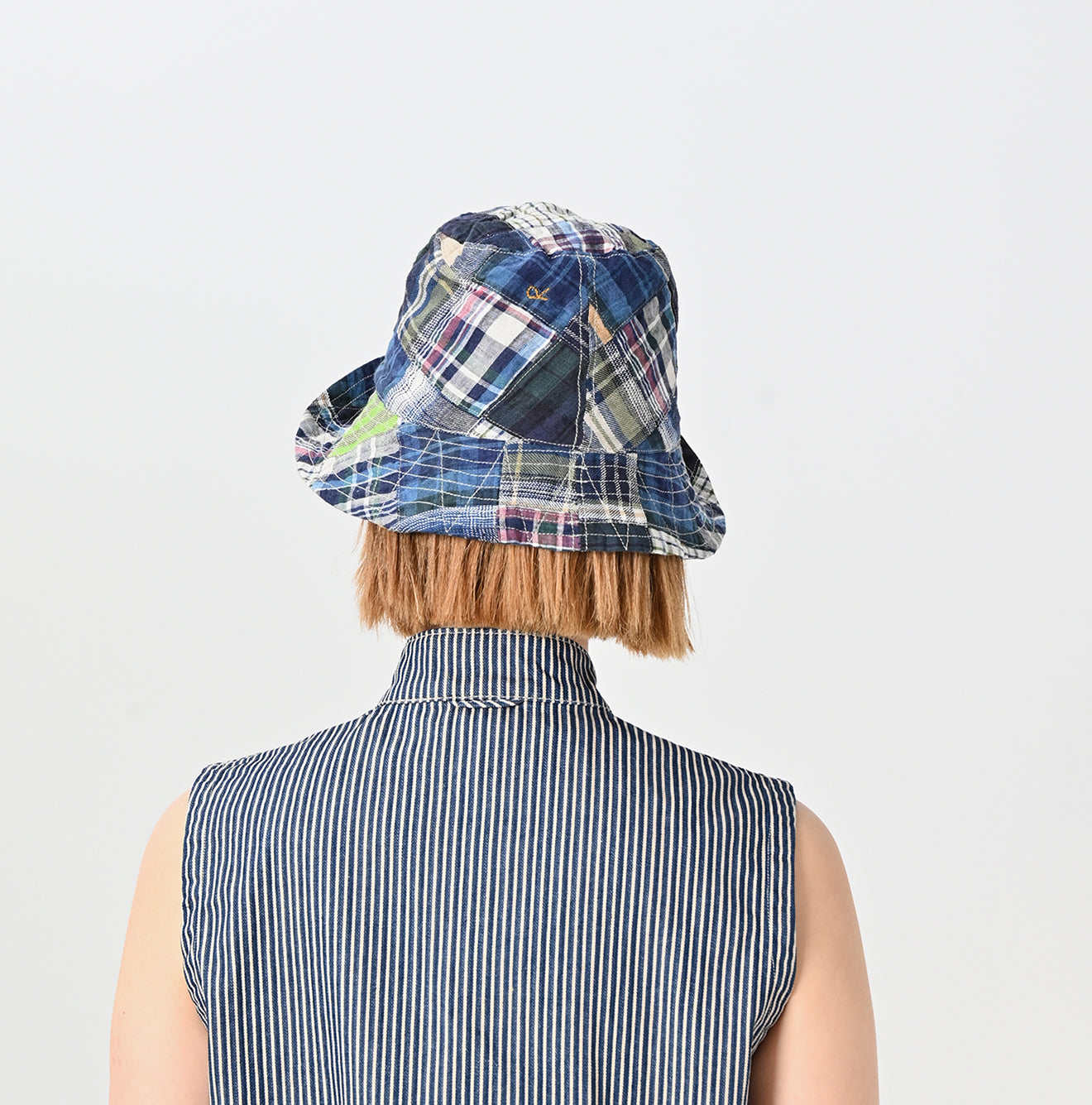 Indian Linen Madras Patchwork Hat Female Model