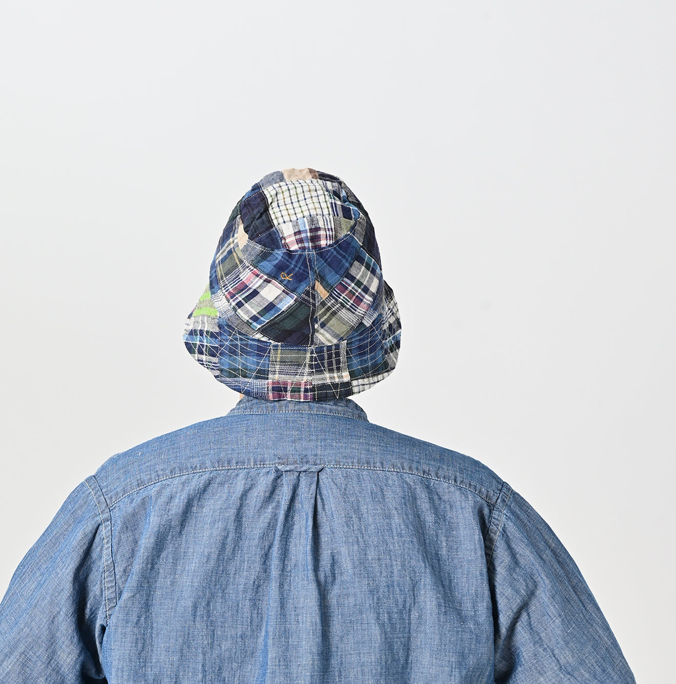 Indian Linen Madras Patchwork Hat Male Model